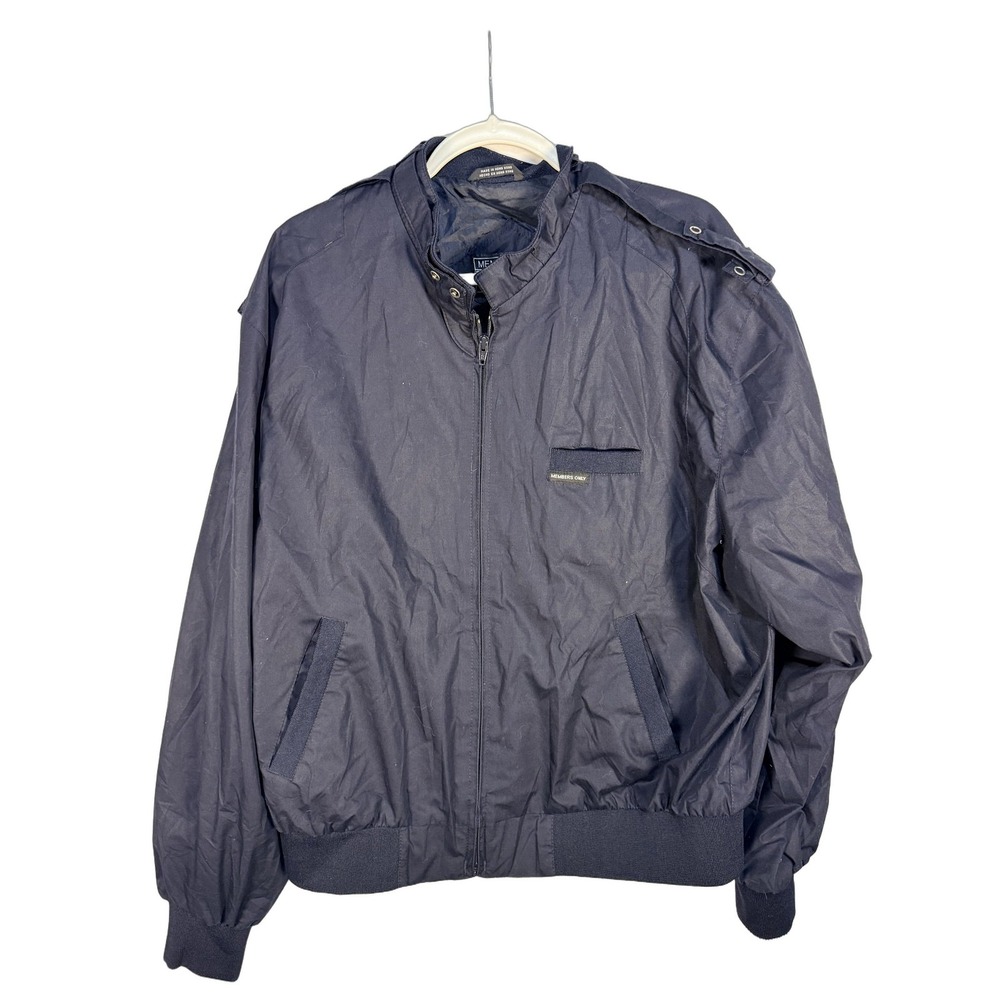 MEMBERS ONLY Iconic Racer Men's Bomber Jacket Xl Blue Cotton Blend Zip Retro